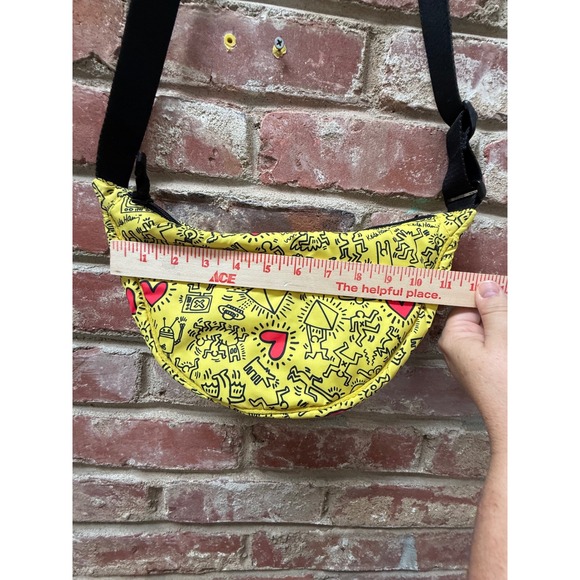 NWOT Uniqlo Keith Haring Yellow Graphic Print Crescent Crossbody RARE - Picture 6 of 8
